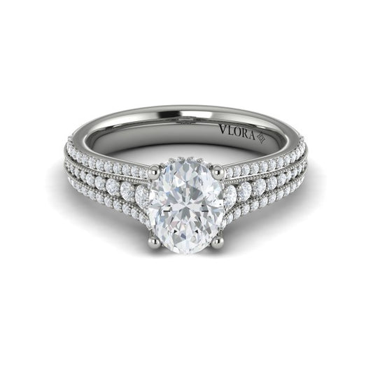 Oval Classic, Modern Vintage Engagement Ring in Platinum by Vlora Bridal