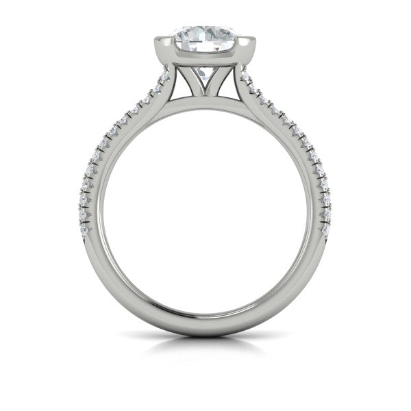 Round Classic, Bezel, Split Shank Engagement Ring in Platinum by Vlora Bridal