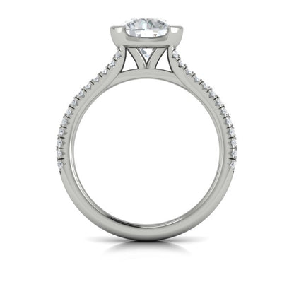 Round Classic, Bezel, Split Shank Engagement Ring in Platinum by Vlora Bridal