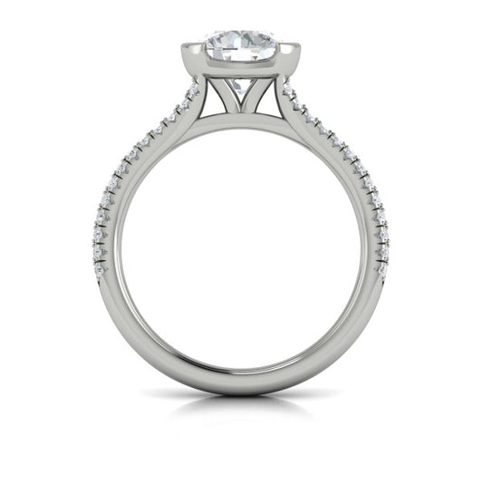 Round Classic, Bezel, Split Shank Engagement Ring in Platinum by Vlora Bridal