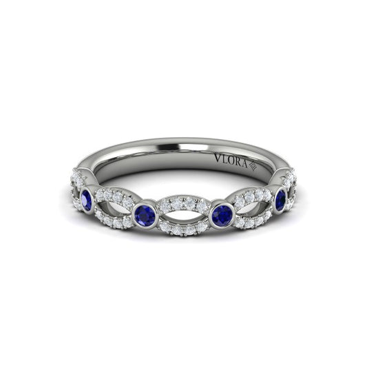 Diamond and Sapphire Cascade Band