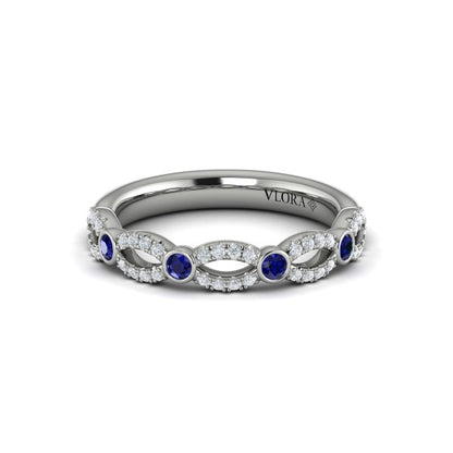 Diamond and Sapphire Cascade Band