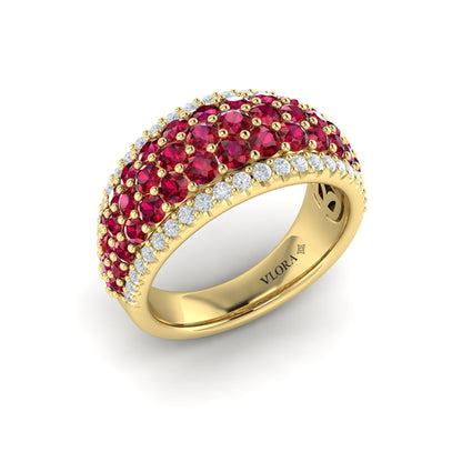 Diamond and Ruby Multi-Row Statement Ring