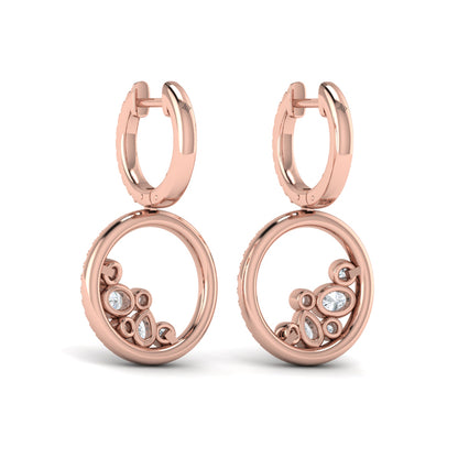 Pavé Halo and Bezel Set Diamond Circle Earrings