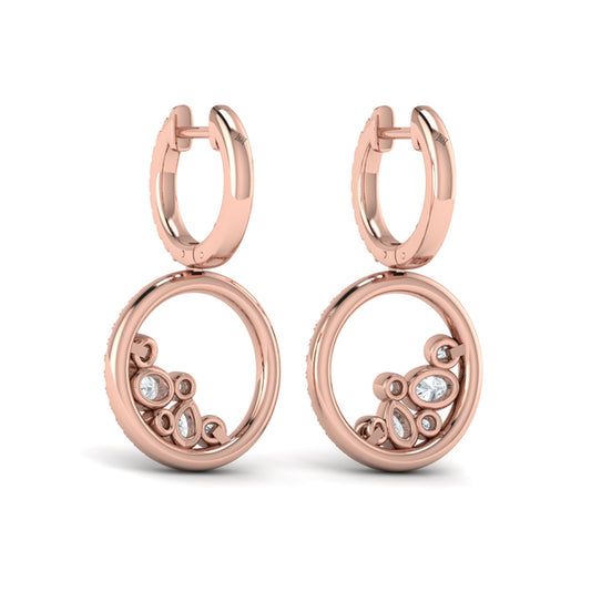 Pavé Halo and Bezel Set Diamond Circle Earrings