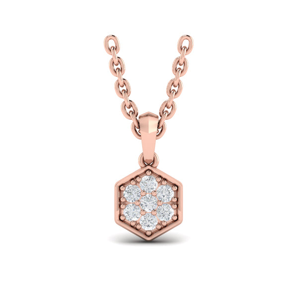Diamond Cluster Honeycomb Pendant Necklace
