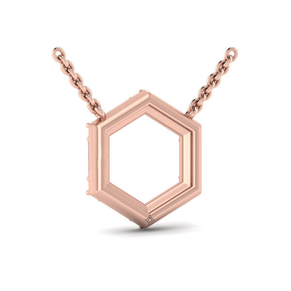 Diamond Baguette Open Honeycomb Pendant Necklace