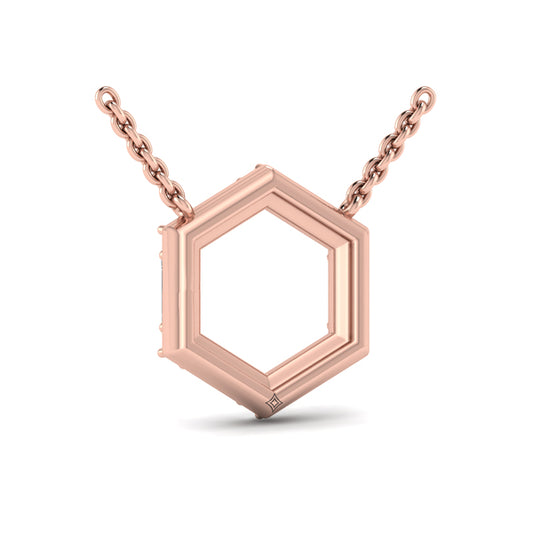 Diamond Baguette Open Honeycomb Pendant Necklace