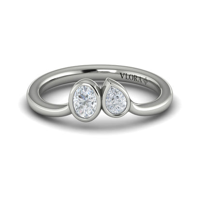 Bezel‑Set Pear and Oval Diamond  Bypass Ring