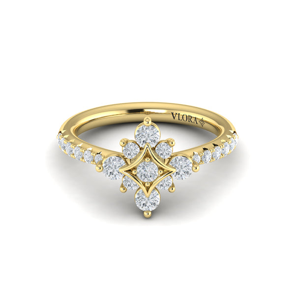 Floating Diamond Floral and Vlora Star Ring