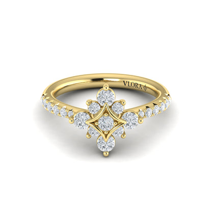 Floating Diamond Floral and Vlora Star Ring