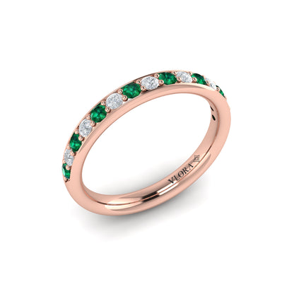 Delicate Emerald and Diamond Stackable Band