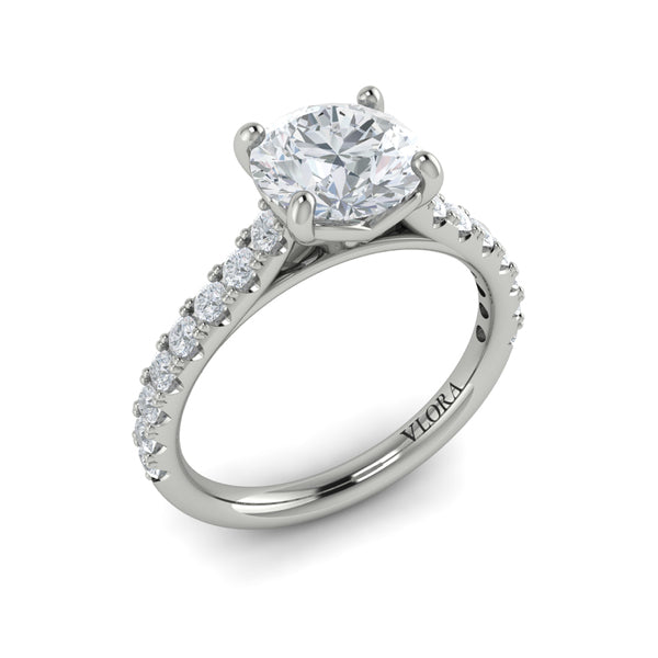 Round Classic Engagement Ring in Platinum by Vlora Bridal