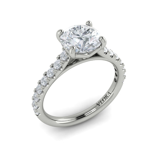 Round Classic Engagement Ring in Platinum by Vlora Bridal