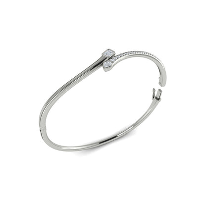 Emerald & Pear Shape Diamond Open Bangle