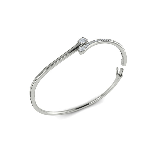 Emerald & Pear Shape Diamond Open Bangle
