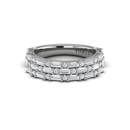 Triple Row Baguette and Diamond Band