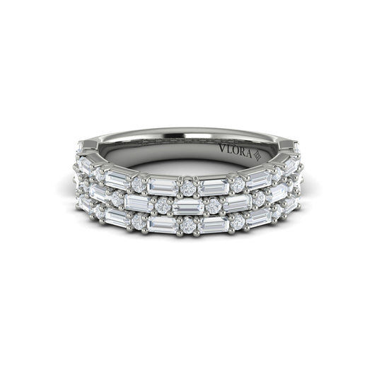 Triple Row Baguette and Diamond Band