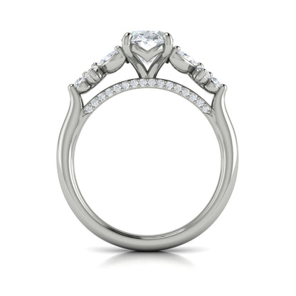 Floral Marquise Cluster Oval Engagement Ring