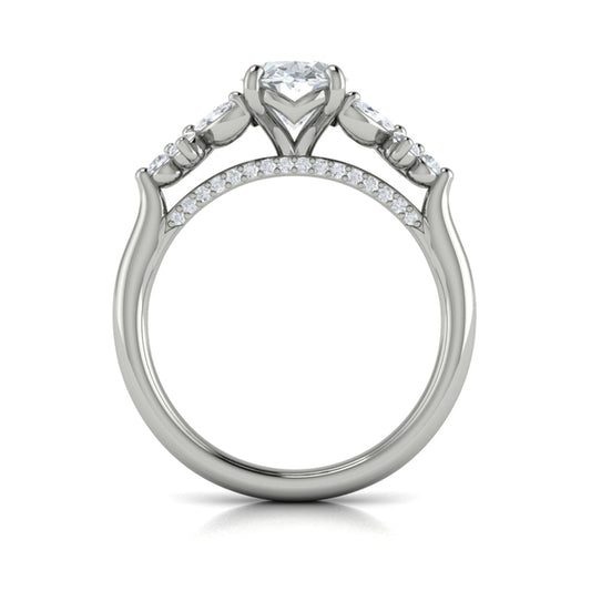 Floral Marquise Cluster Oval Engagement Ring