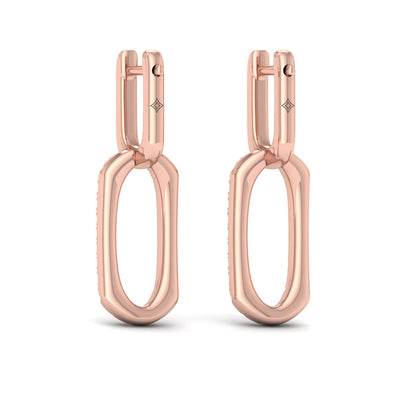 Diamond North South Open Oval Pendant Link Earrings