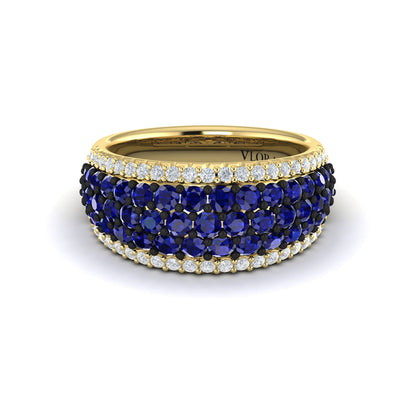Diamond and Sapphire Multi-Row Statement Ring