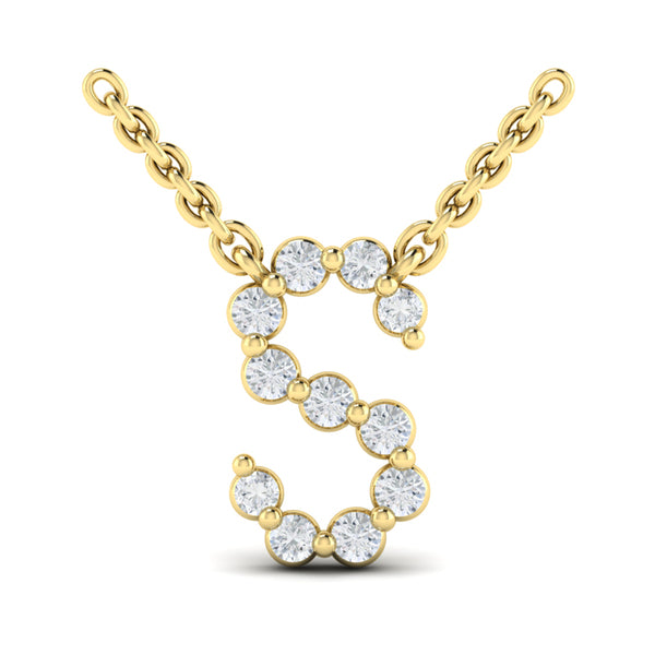 Diamond Alphabet Pendant Necklace, S