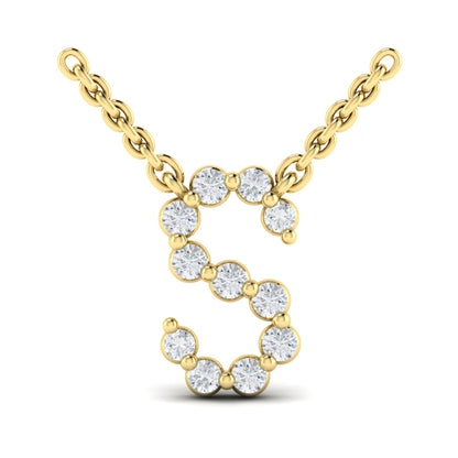 Diamond Alphabet Pendant Necklace, S