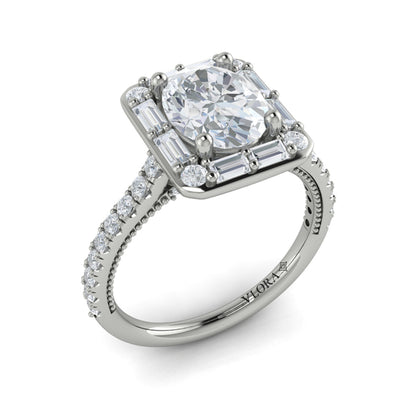 Deco Elegance Halo Oval Engagement Ring