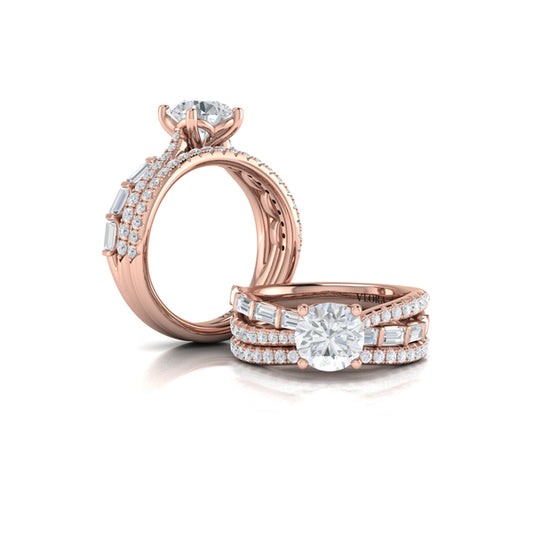 Matching Bands Wedding Band in 14K Rose Gold by Vlora Bridal