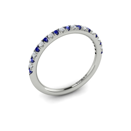 Slim Sapphire and Diamond Stackable Band
