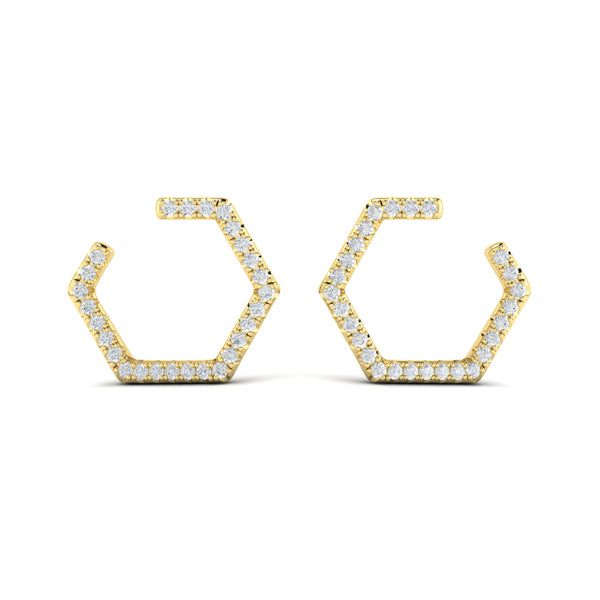 Diamond Forward-Facing Honeycomb Open Hoop Earrings