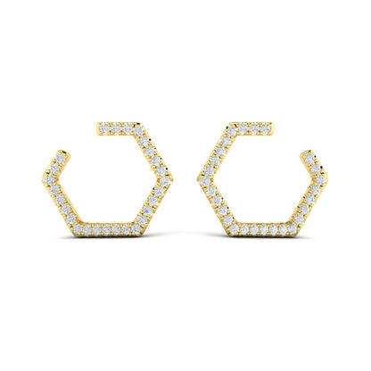 Diamond Forward-Facing Honeycomb Open Hoop Earrings