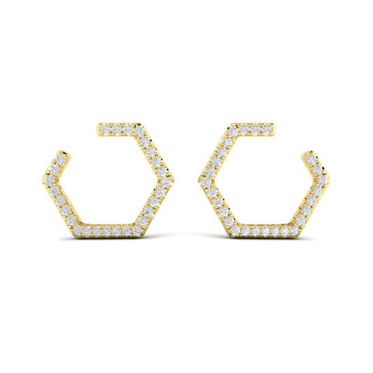 Diamond Forward-Facing Honeycomb Open Hoop Earrings