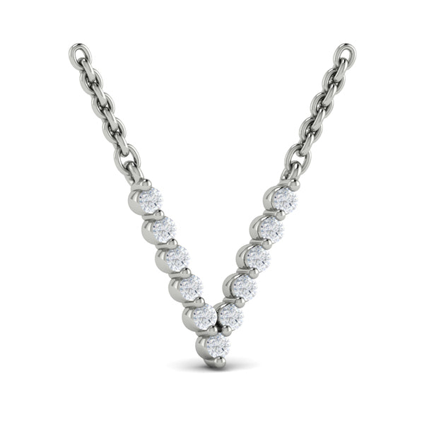 Diamond Alphabet Pendant Necklace, V