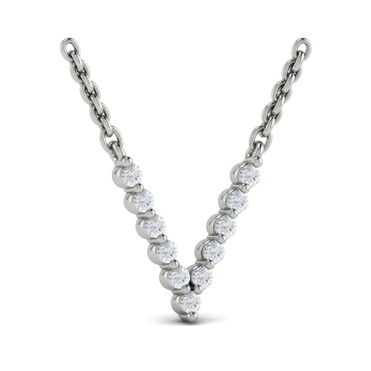 Diamond Alphabet Pendant Necklace, V