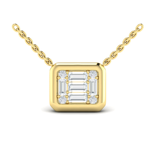 Multi Diamond Baguette Pendant Necklace