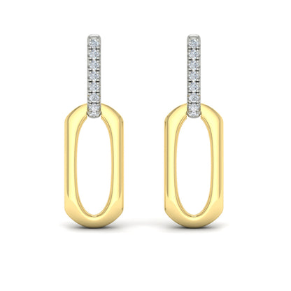 Diamond Accent North South Open Oval Pendant Link Earrings