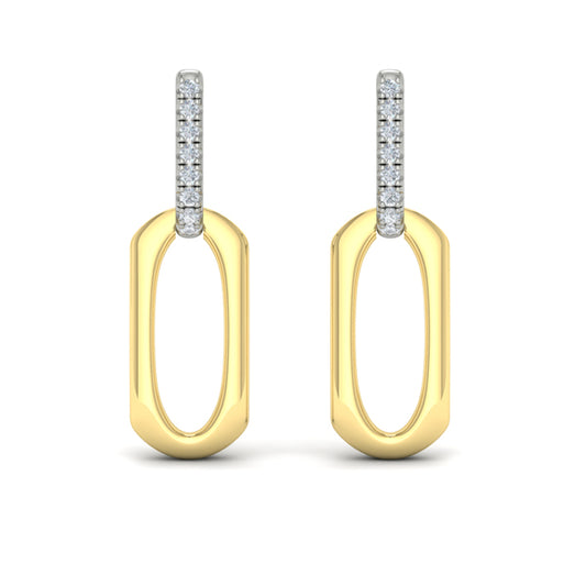 Diamond Accent North South Open Oval Pendant Link Earrings