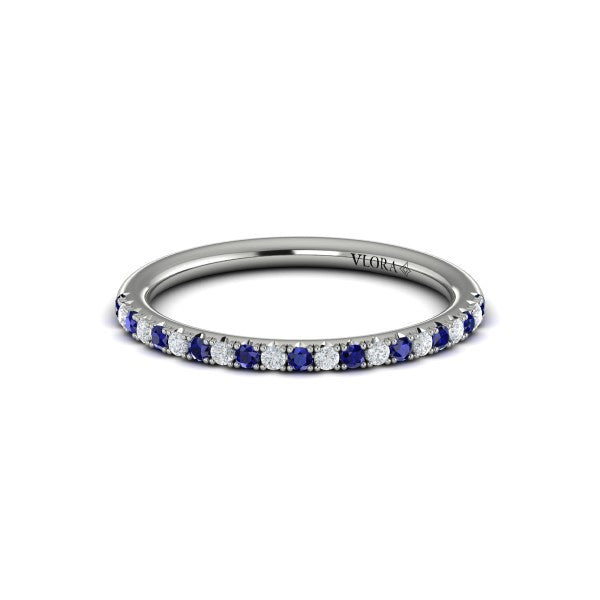 Slim Sapphire and Diamond Stackable Band