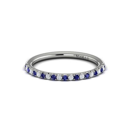 Slim Sapphire and Diamond Stackable Band