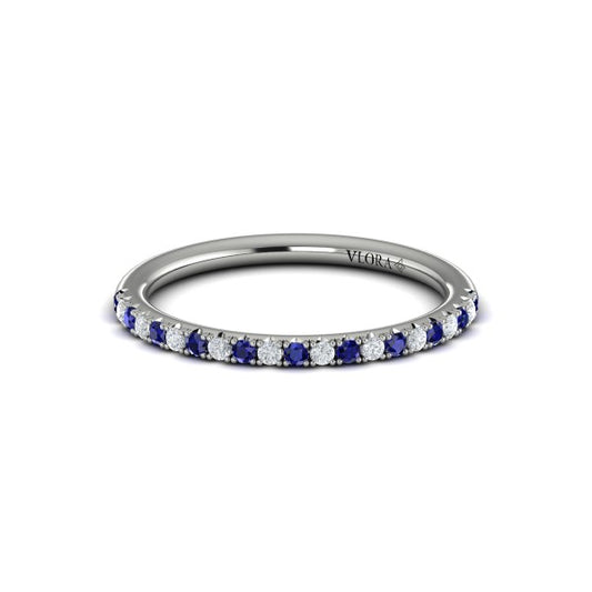 Slim Sapphire and Diamond Stackable Band