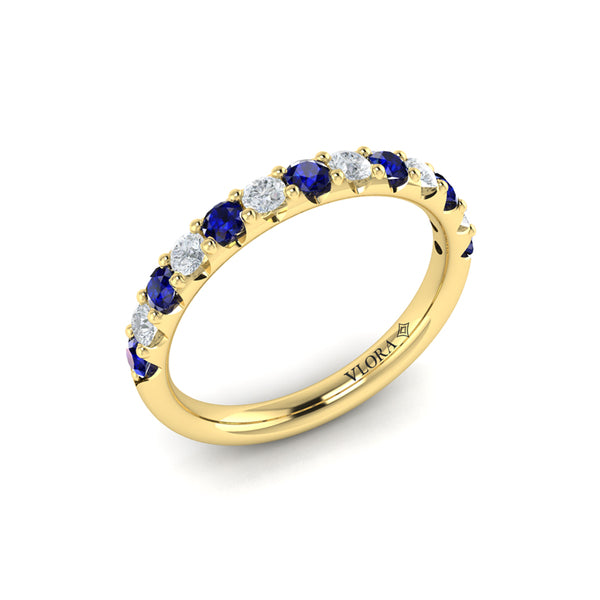 Sapphire and Diamond Stackable Band