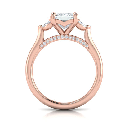 Emerald Cut Diamond Engagement Ring with Marquise Side Diamonds