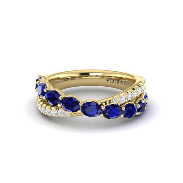 Multi Diamond and Sapphire Twist Statement Ring