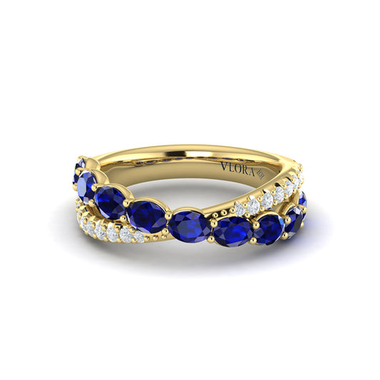 Multi Diamond and Sapphire Twist Statement Ring