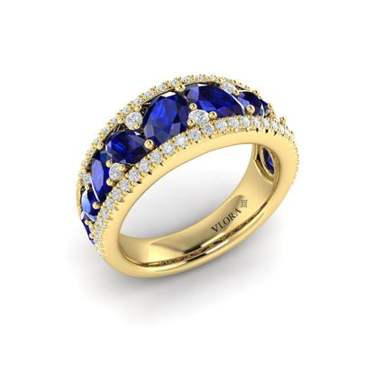 Oval Sapphire and Pavé Diamond Band