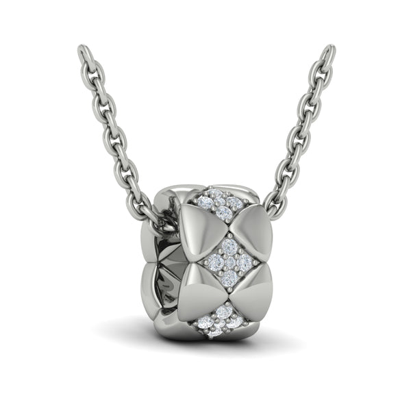 Diamond Cluster Barrel Pendant Necklace