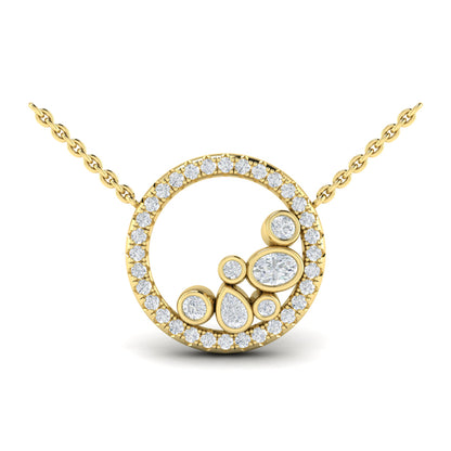 Pavé Halo and Bezel Set Diamond Pendant Necklace