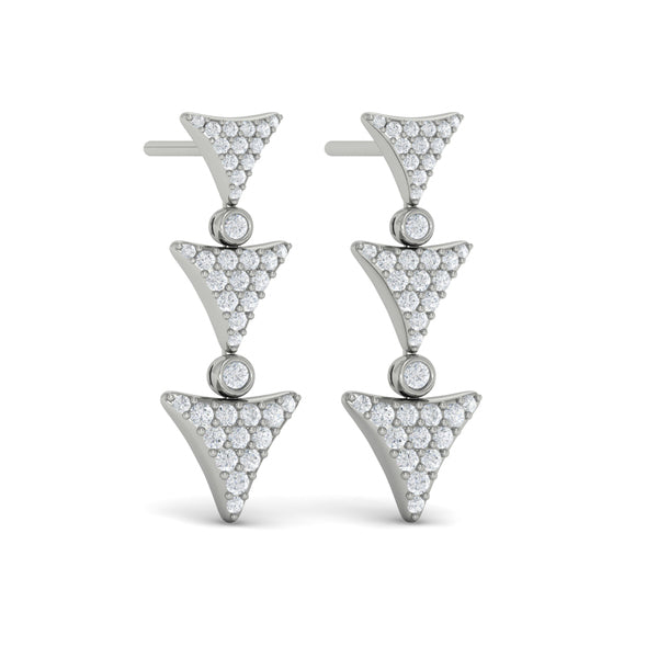 Diamond Trinity Drop Statement Earrings